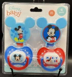 Disney Baby Mickey Mouse Orthodontic Pacifier & Holder 4-Piece Set SEALED - Picture 1 of 3