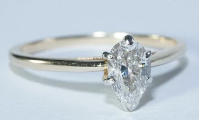 1+carat PEAR Natural DIAMOND Solitaire Engagement Ring 14K Yellow Gold Size 9.5 - Image 1 of 4