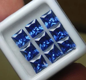 8 PCS Natural Blue Untreated Sapphire Square Gemstone CERTIFIED Lot 5 MM - Picture 1 of 5