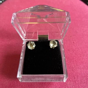 Sterling Silver Stud Earrings With 8mm Champagne Quartz  - Picture 1 of 3