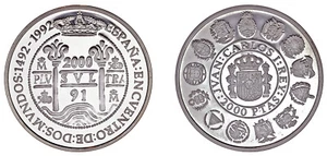 2000 SILVER PESETAS / PLATA. ESPAÑA 1991. IBEROAMERICANA. ENCUENTRO. PROOF. - Imagen 1 de 1