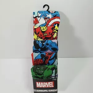 New MARVEL COMIC Casual Crew Socks Size 8-12 Hulk Spider Man Ironman Cpt America - Picture 1 of 5