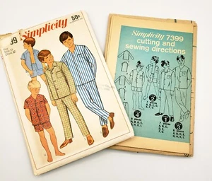 1960's SIMPLICITY Sewing Pattern #7399 Boys PAJAMAS PJ's Size 14 UNCUT FF - Picture 1 of 6