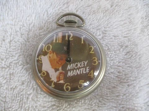 Prev. Owned Vintage MICKEY MANTLE Novelty Character POCKET WATCH ~ NOT Working Cover