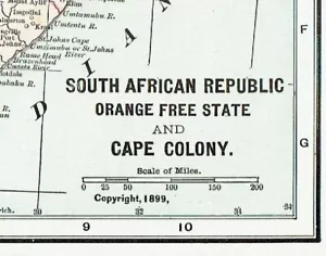 Mapa Antiguo Verdadero de Orange Estado Libre y Colonia del Cabo S África 11" X 14.5" 1901 - Imagen 1 de 2
