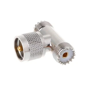 for T Shape UHF Male PL259 To 2 UHF Female SO239 Triple RF Connector 3-way Coaxi - Zdjęcie 1 z 8