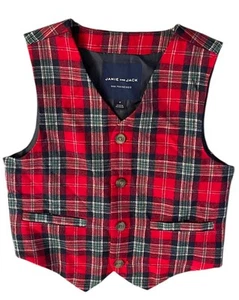 Janie And Jack Boys Size 6 Red Plaid Wool Holiday Suit Vest Dressy Photos - Picture 1 of 6