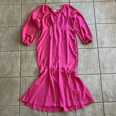 Vera Dolini розовый макси платье женщин размер 14 длинный Puff рукав русалки платье Barbie - Изображение 1 из 4