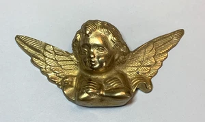 Cherubino angelo alato ottone vintage decorazione da parete India braccia incrociate piccolo 5" - Foto 1 di 9