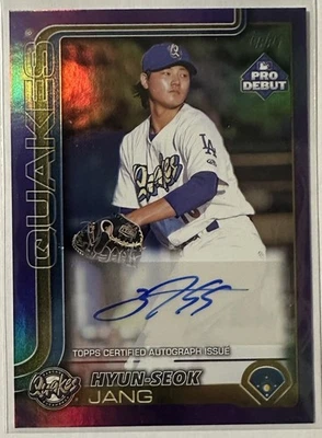 Hyun-Seok Jang 2025 Topps Pro Debut PD-179 Purple Foil Auto #’d/299 Dodgers - Image 1 of 2