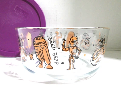Pyrex Star Wars 7 Cup Storage Bowl Droids C3PO R2D2 Purple Special Edition - Image 1 of 3