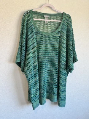 Suéter de punto abierto verde de manga corta Catherines para mujer 4X *defecto* Foto 1 de 4