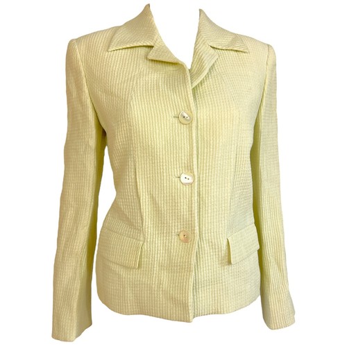 Giacca Gucci by Tom Ford S S 1996 giallo burro lino waffle crop