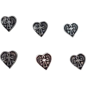 Aufnäher - Sacred Heart Herz mit Kreuz Buttons 6 Stk. - Picture 1 of 1