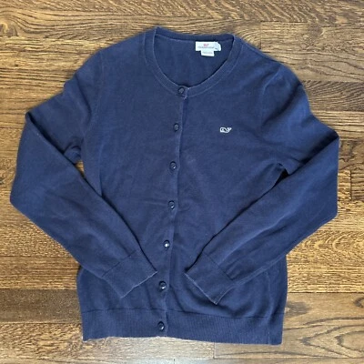 Vineyard Vines 毛衣女式 XS 码蓝色长袖纽扣 100% 棉 — 第 1/4 张图片