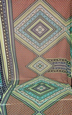 Tela transparente/material de costura estilo geométrico abstracto bohemio vintage 3 yardas Foto 1 de 3