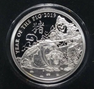 2019 SILVER SHIELD GROUP Year of the Pig V1 1oz .999 PP Round MicroMintage - Bild 1 von 4