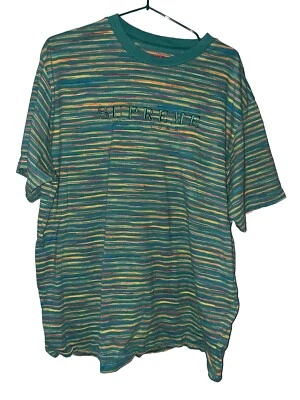 Camiseta Supreme New York Top a Rayas Estáticas Verde Talla XL Manga Corta Usada Foto 1 de 4