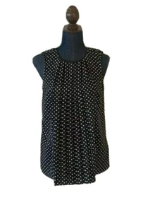 michael kors womens black and white polka dot top accordion pleats size small - Picture 1 of 10