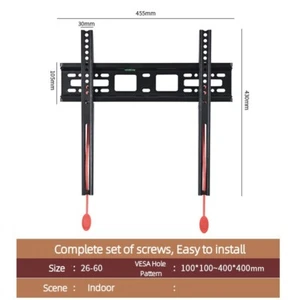 TV Wall Bracket Mount Fits From 26 32 40 42 50 55 Up To 60 Inch LED QLED 60kg UK - Picture 1 of 22