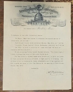 1902 Billhead Boston Massachusetts New England Convention Chorus - Picture 1 of 1