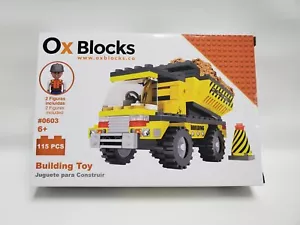 Ox Blocks 115 Pcs Dump Truck Yellow Includes 2 Figures Building Toy New #0603 - Picture 1 of 9