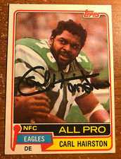 SIGNED CARL HAIRSTON 1981 TOPPS FOOTBALL CARD AUTOGRAPH - EAGLES