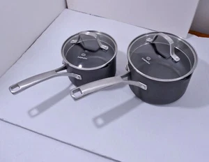 Calphalon Classic 1,5 2,5 QT Soßentöpfe Glas Sieb Deckel Harteloxiertes Aluminium - Bild 1 von 5
