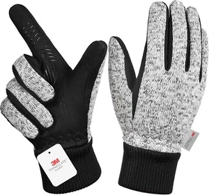Guantes con pantalla táctil de aislamiento térmico de invierno MOREOK para hombre y mujer pequeños - grises - Imagen 1 de 6
