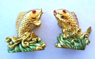 Double golden fish statue fengshui decoration for home office power symbol