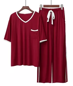 RH Women's Sleepwear Capri Pajama Sets Short Sleeve Pants 2P Pjs S-XXL RHW4046 - Picture 1 of 26