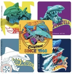 25 Hot Wheels Shark Bite Stickers Party Favor Teacher Supply envelope seal - Picture 1 of 1