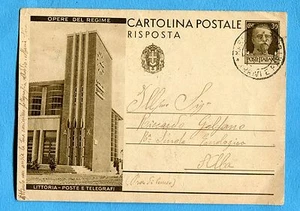 c.30 + 30 (C89-3) VEDUTE DI LITTORIA(POSTE E TELEGRAFI) parte RISPOSTA  (700181) - Picture 1 of 1