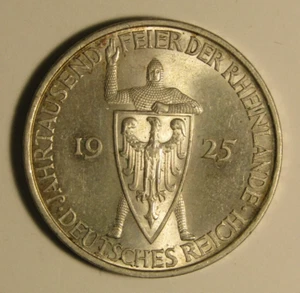 1925 A Germany 5 Reichsmark (Rhineland) Silver KM#47 - Picture 1 of 2