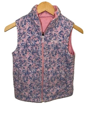 Columbia Girls S (8) Chaleco acolchado reversible rosa púrpura capa polar Foto 1 de 3