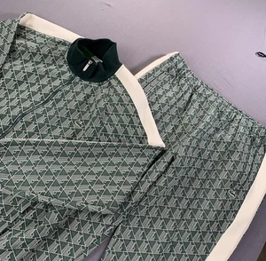 Lacoste Track Suit Set Monogram Jacquard Men Jacket XXL Pants XL Green Geometric - Picture 1 of 23