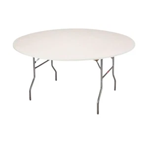 60" Round Fitted Plastic Table Covers, Bundle of 5 (White) - Bild 1 von 7
