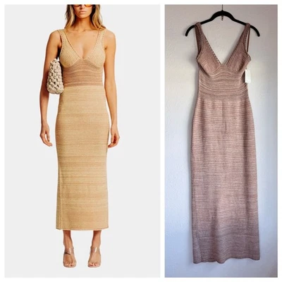 Nuevo con etiquetas Maxi Vestido Torn by Ronny Kobo Madi Crochet en Marrón Arena Talla Mediana Foto 1 de 4