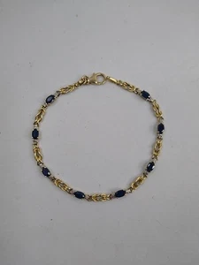 14K Gelbgold und Saphir Gliederarmband 7,75 Zoll - Bild 1 von 14