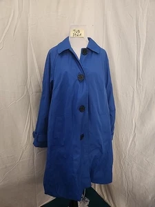 Gabardina Dennis Basso para mujer M botones grandes azul real brillante clásica academia - Imagen 1 de 6