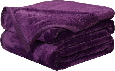 Queen Size Blanket Soft All Season Warm Microplush Fleece 90x90 Dark Grey Sofa - Image 1 of 4
