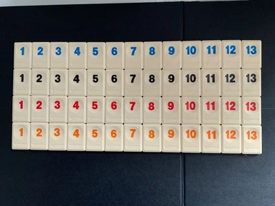Tomy RUMMIKUB - Half Set of  52 Full Size Tiles - Motif on Back - SPARES - Image 1 of 2