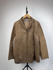 Avant Garde 90s Retro Vintage Brown Leather Blazer Jacket Men’s XL Size - Picture 1 of 14