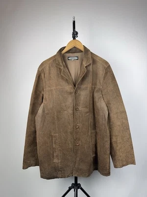 Avant Garde 90s Retro Vintage Brown Leather Blazer Jacket Men’s XL Size - Image 1 of 4