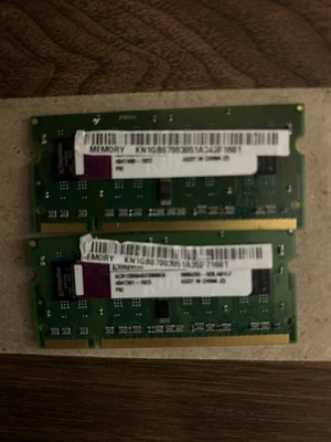 KINGSTON 2GB DDR2 PC2-6400 Laptop RAM ACR128X64D2S800C6 2 x 1gb  modules  - Image 1 of 3