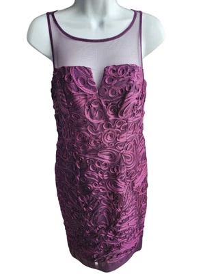 Vestido Hailey by Adrianna Papell púrpura sin mangas de malla talla 2 Foto 1 de 4