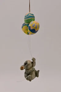 Charming Tails Fitz Floyd Easter Parade Ornament Rabbit With Egg Balloons SIGNED - Picture 1 of 6