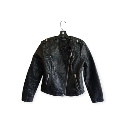 Chaqueta de motociclista New Look para mujer talla L negra de cuero sintético cremallera lateral completa Foto 1 de 4