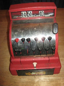 VINTAGE --TOM THUMB CASH REGISTER-MADE IN U.S.A.-  RED - Picture 1 of 10