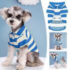 Niebieska biała koszula z krótkim rękawem w paski dla psów szczeniąt odzież dla zwierząt domowych XL S8 B7O7